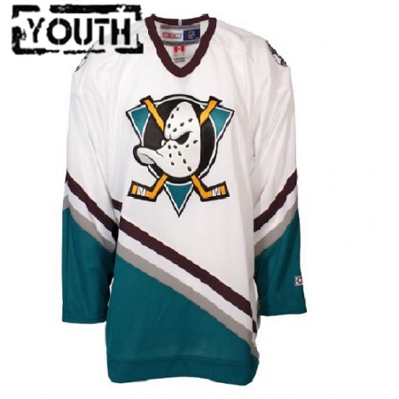 Camisola Anaheim Ducks Mighty Ducks Blank CCM Throwback Branco Authentic - Criança